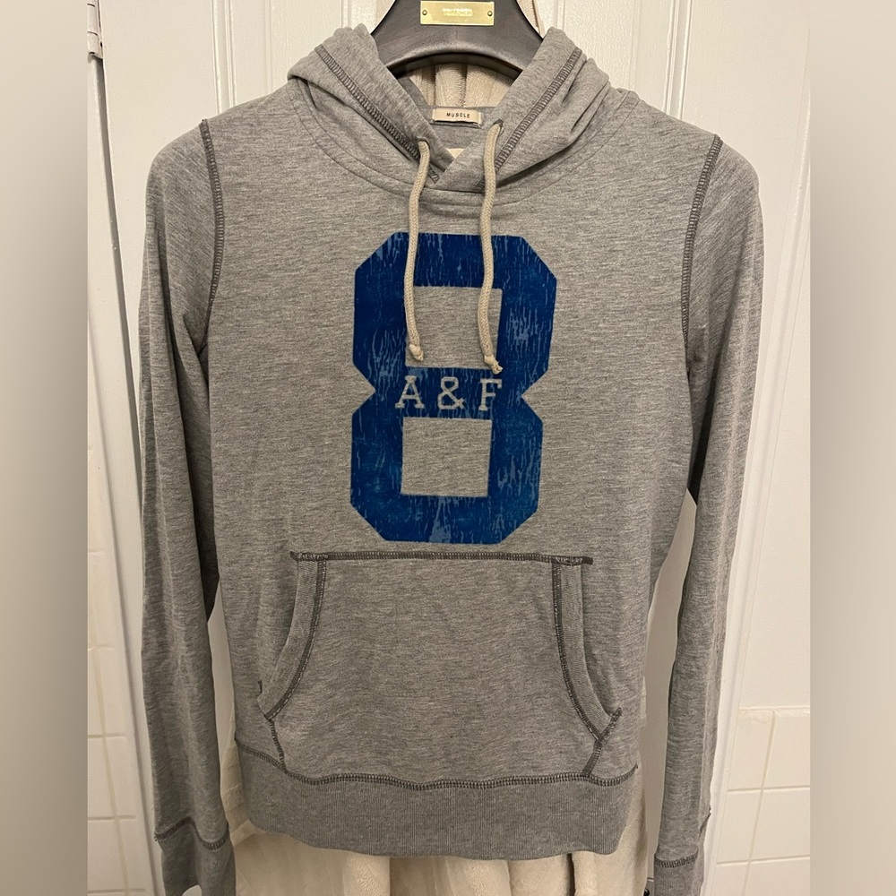 Abercrombie & Fitch hoodie muscle men small used gray 8 A&F
